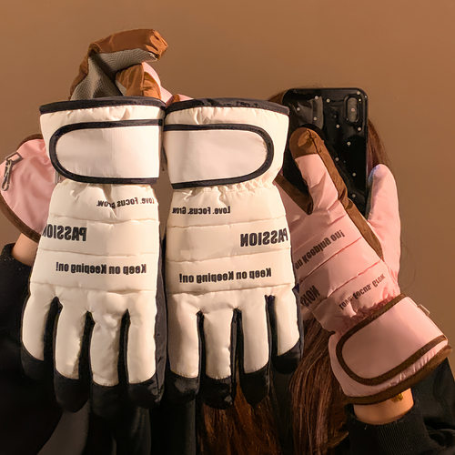 滑雪手套女士冬季骑行加绒加厚保暖防寒可触屏骑电动车男御寒防冻 - 图2