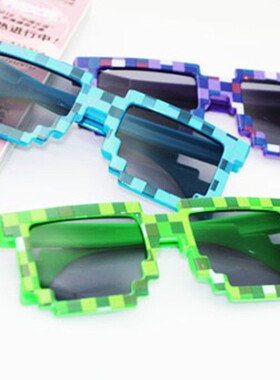 马赛克方块眼镜 二次元装逼神器墨镜 打码长方形像素镜抖音快手