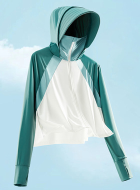 2025黑胶防晒衣女冰皮原纱防紫外线UPF50+可拆卸大帽檐短款防晒