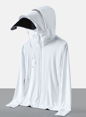 夏季护目镜防晒衣男女款可拆卸帽檐防紫外线冰丝皮肤衣防晒衫