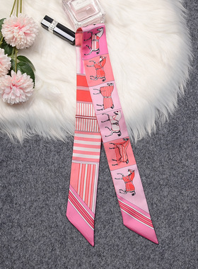 法式复古100%桑蚕丝丝巾三色马格子女士真丝丝巾批发长方巾束发