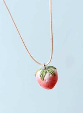 草莓小清新文艺森系草莓西瓜陶瓷项链地摊耳环耳线配饰女生礼物