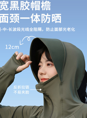 防晒衣女外套夏季新款黑胶帽檐UPF50+冰丝防紫外线防晒服