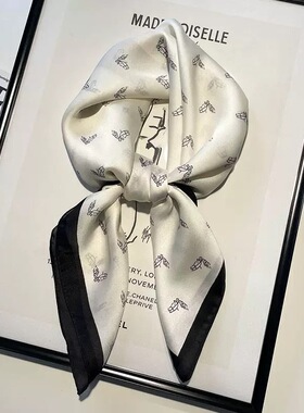 70丝巾方巾高级感 韩系时尚百搭职业仿真丝小领巾复古印花丝巾女