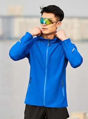 男女跑步风衣轻薄运动外套批发秋季荧光长袖休闲拉链帽衫速干