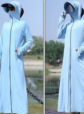 防晒衣女长款过膝2025新款夏薄冰丝长袖防晒衫透气防晒服