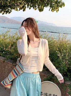 冰丝短款披肩防晒开衫女2025夏季新款外搭配吊带薄款罩衫针织