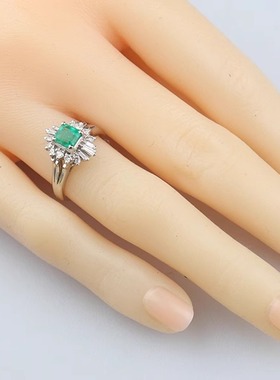 「95新」祖母绿钻石戒指铂金90049号