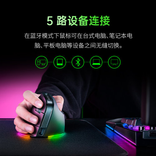 Razer雷蛇Pro Click V2 Vertical Edition电脑垂直AI三模无线鼠标 - 图2