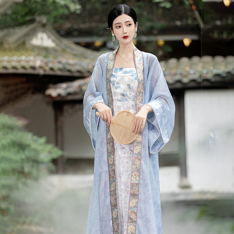 宋制长干寺外背子长旋裙抹胸女汉服 班彤曼汉服