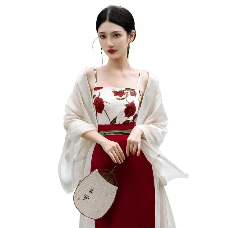 新中式女装宋制女长干寺半袖旋汉服 班彤曼连衣裙