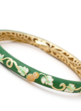 景泰蓝葫芦藤蔓手镯 非遗珐琅细镯 复古国风福禄手镯女旅游伴手礼