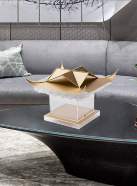 新中式古典亚克力徽派宝塔摆件样板间轻奢客厅玄关博古架软装饰品