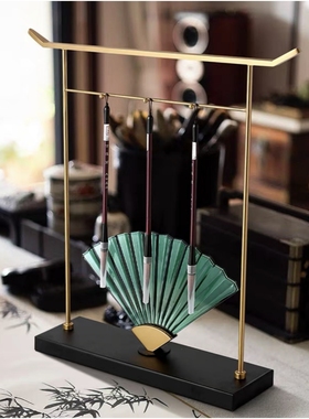 新中式扇子禅意摆件客厅电视柜酒柜桌面装饰品样板房软装工艺品
