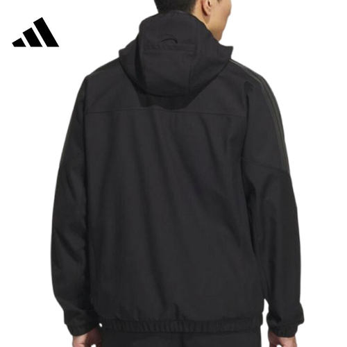 劲浪adidas阿迪达斯男子运动休闲健身夹克三条纹拒风外套黑KA1307 - 图1