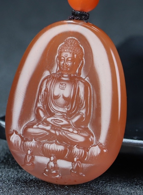 【原矿】天然凉山南红玛瑙吊坠无胶生肖猴羊守护神大日如来原石86