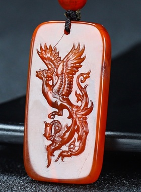 玉思缘男女南红玛瑙朱雀天然吊坠