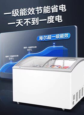 海尔商用冰柜260L冰淇淋速冻展示柜冷冻雪糕柜大容量岛柜冷柜卧式