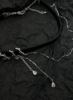 pu皮革抽拉式玫瑰花朵choker项链