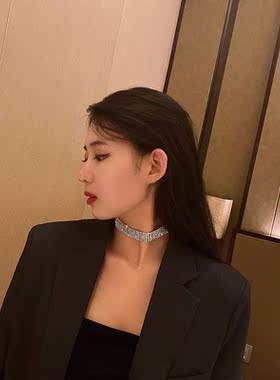 欧美法式复古简约镶钻项链轻奢女