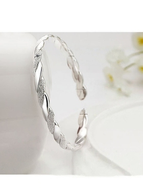 入梦爱交织s999足银手镯子开口手环轻奢高级感饰生日情人节礼品女