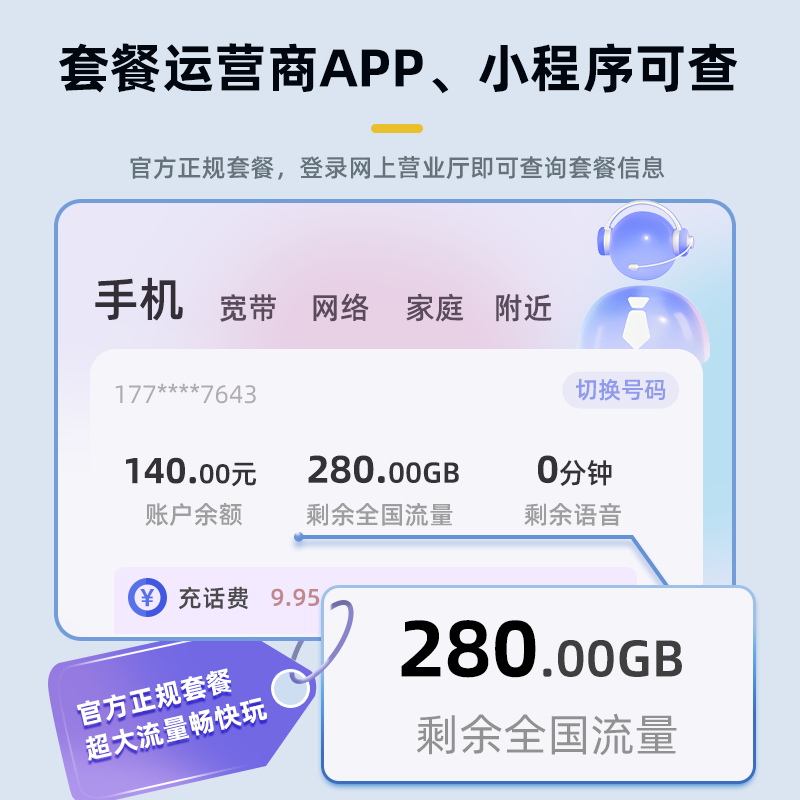 流量卡中国移动无线限全国通用电话手机卡大流量低月租永久套餐 - 图2