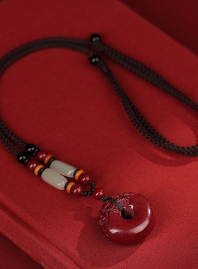 丹云原矿朱砂貔貅平安扣吊坠正品