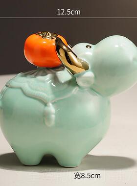 正品牛气虹冲天牛柿摆件店铺开业办公室乔装饰品势如创意陶瓷摆迁