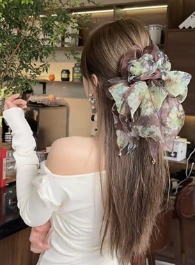 韩版超大裙摆蝴蝶结飘带抓夹女高级感后脑勺饱满鲨鱼夹显脸小发夹