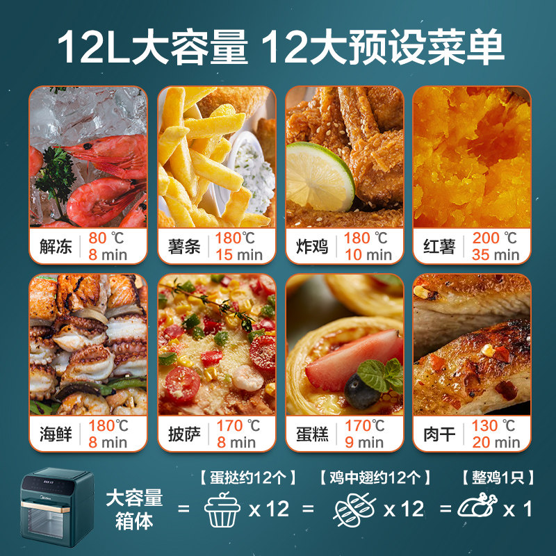 美的空气炸锅一体机多功能家用烤箱 美的萌吃吃空气炸锅