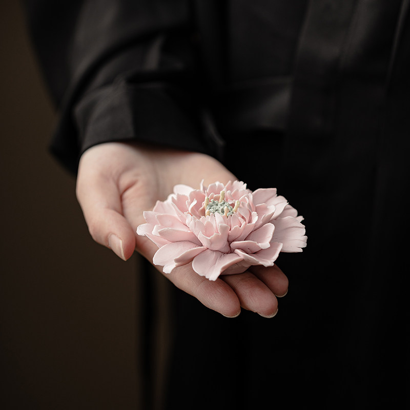 纯手工陶瓷花牡丹花香插香座香炉室内香薰炉家居装饰品茶道茶宠花,淘宝优惠券,粉丝福利购,淘宝优惠卷