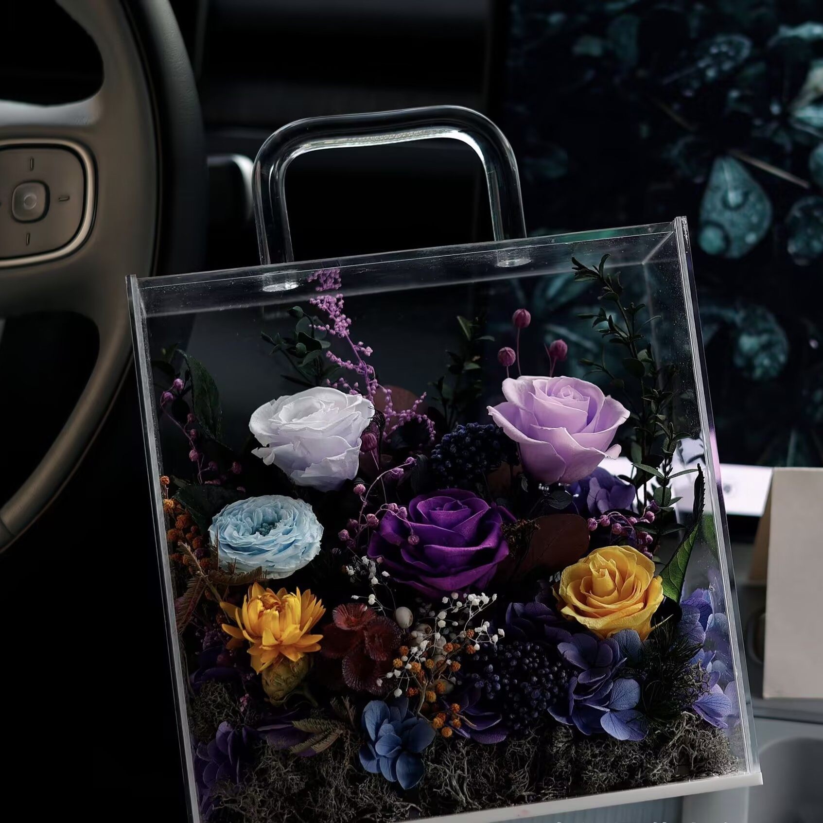 情人节永生花成品亚克力手提花盒永生玫瑰花礼盒生日礼物送女友,淘宝优惠券,粉丝福利购,淘宝优惠卷