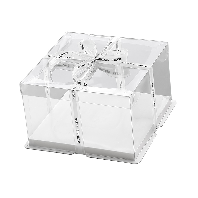 全透明生日蛋糕盒子包装盒681012寸双层加高方盒家用定制logo - 图1