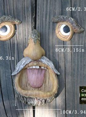 新款树皮五官摆件树脂户