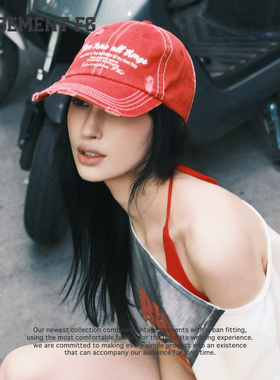 BASEMENTFG复古做旧破洞字母刺绣棒球帽女百搭264010030023