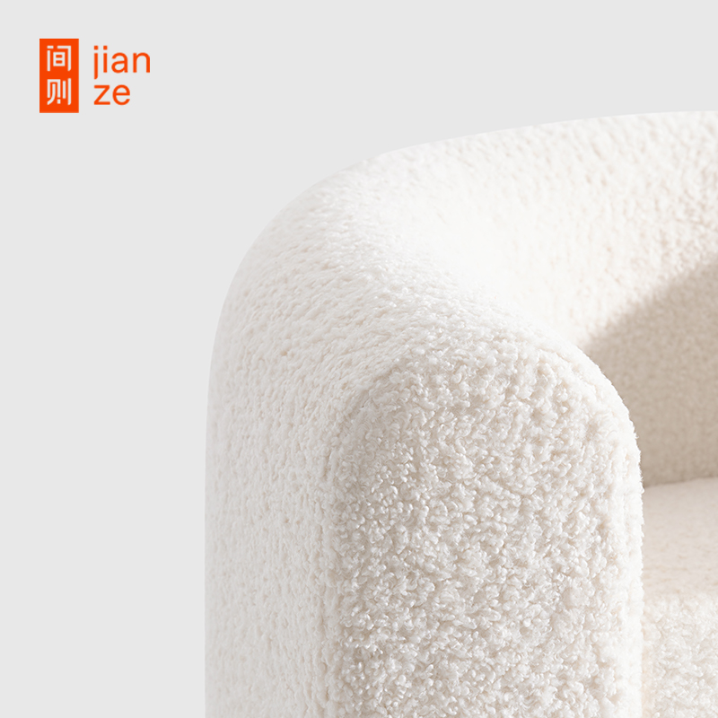 间则Taco单人休闲沙发椅现代中古奶油风卧室会所民宿公区羊羔绒 - 图1