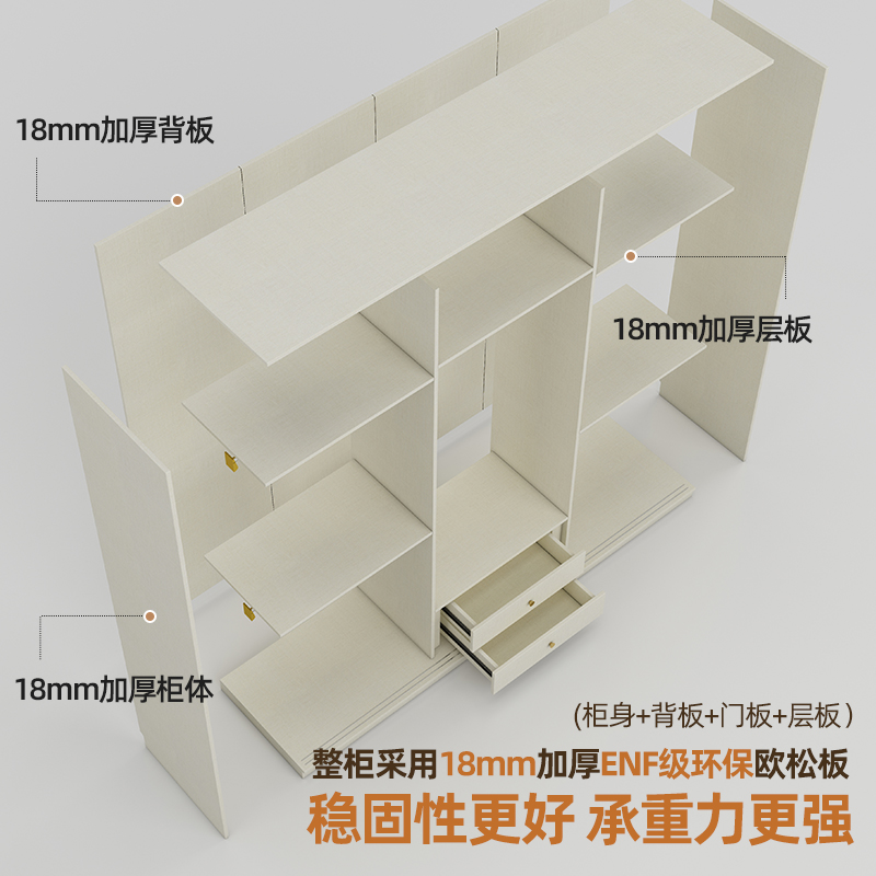 定制推拉门衣柜加高2.5/2.6/2.8/3米移滑门家用卧室大小户型衣橱 - 图0