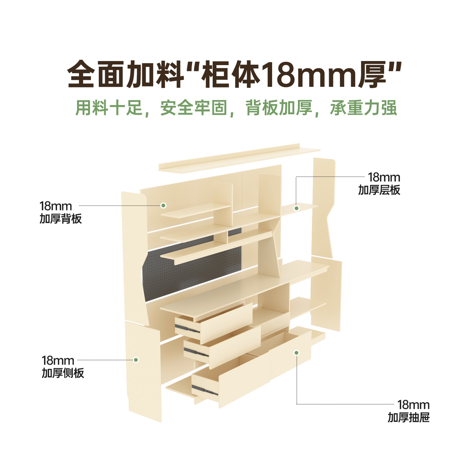 国补ENF级实木餐边柜靠墙一体客厅家用带洞洞板咖啡茶水储物橱柜 - 图2