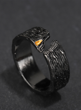 DAMAI 复古暗黑《云霄》戒指山之间系列小众设计男潮百搭开口戒指