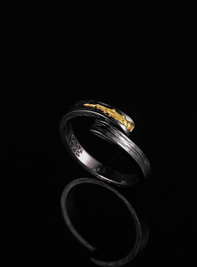 《二分之一》黑金小众潮男戒指