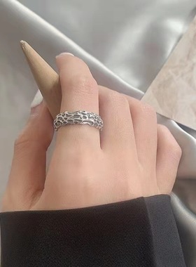 DAMAI 原创设计陨石古银戒指小众高级感月球表面复古做旧情侣对戒