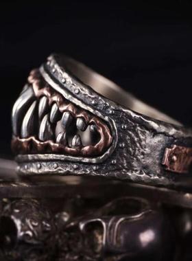 原创设计风925银恶魔牙齿ins戒子