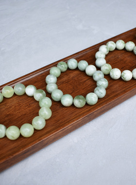 岫玉玉石手链翠色多宝手串水圆珠单圈女款男款直播批发会销礼品
