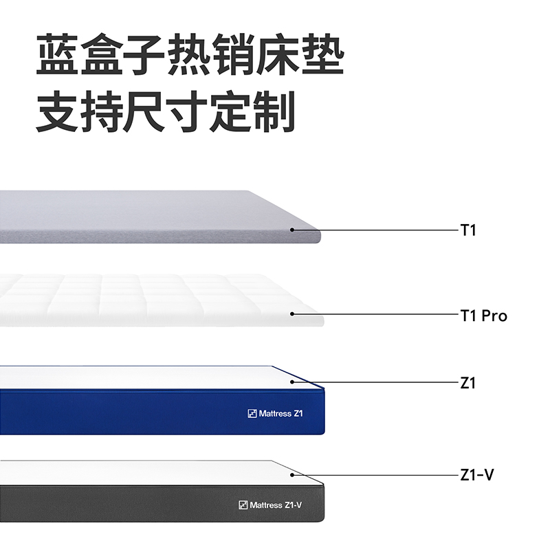 【定制&配件】蓝盒子床垫特殊尺寸定制云母枕套电动床实木脚组合 - 图1