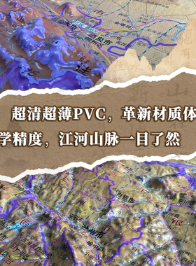 【水墨风雅精雕】甘肃省立体地形图 3D凹凸三维立体浮雕 108*79cm