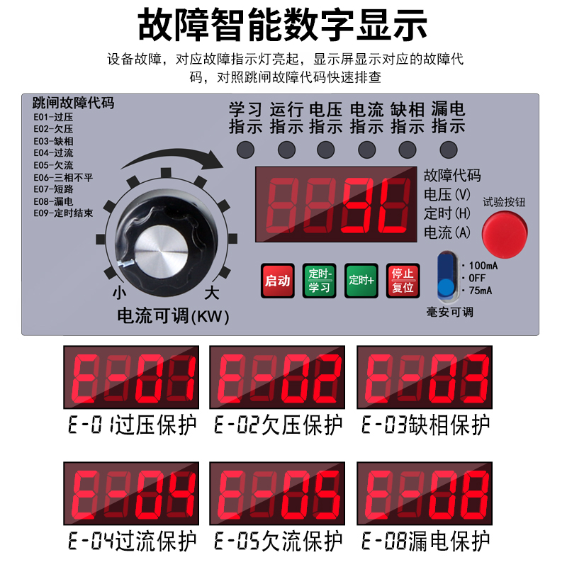 220V/380V水泵遥控开关无线三相断电开关缺相保护30KW电机遥控器-图3