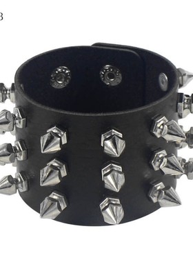 亚文化暗黑朋克风铆钉手环时尚pu皮革手镯摇滚哥特式潮流腕带手链