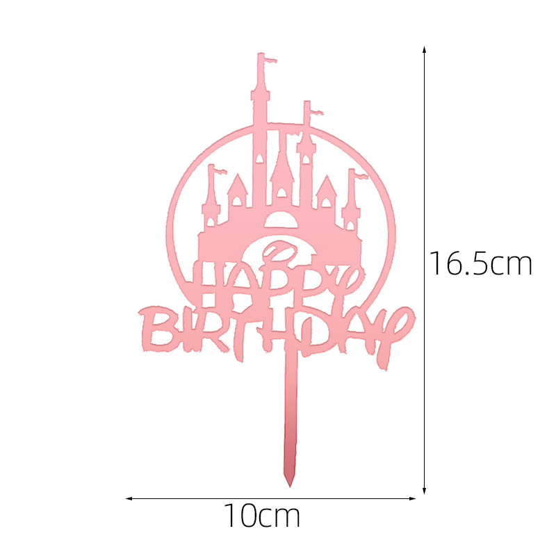 镜面双层亚克力城堡生日蛋糕装饰公主女孩插牌插件插卡摆件网红 - 图0