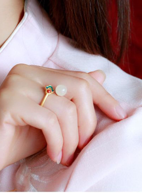 宫廷风珐琅汉服手饰女款 复古中国风优雅戒指女款 新中式搭配汉服