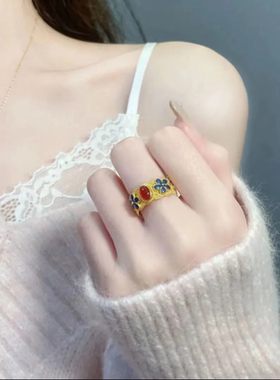 龙凤华戒指金色宫廷花丝女结婚专柜同款百搭时尚气质高级感女士款